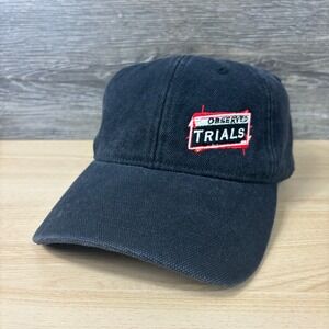 Observed Trails Hat Cap Strap Back Black Canvas Biking Cycling Adjustable